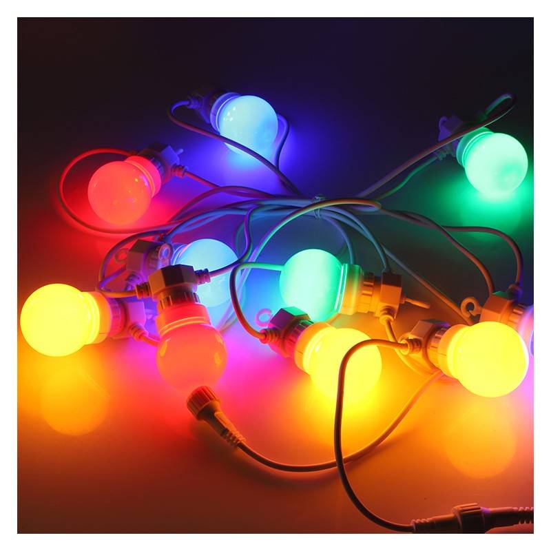 Veelkleurige LED slinger wit draad 10 LED lampjes - 8 meter