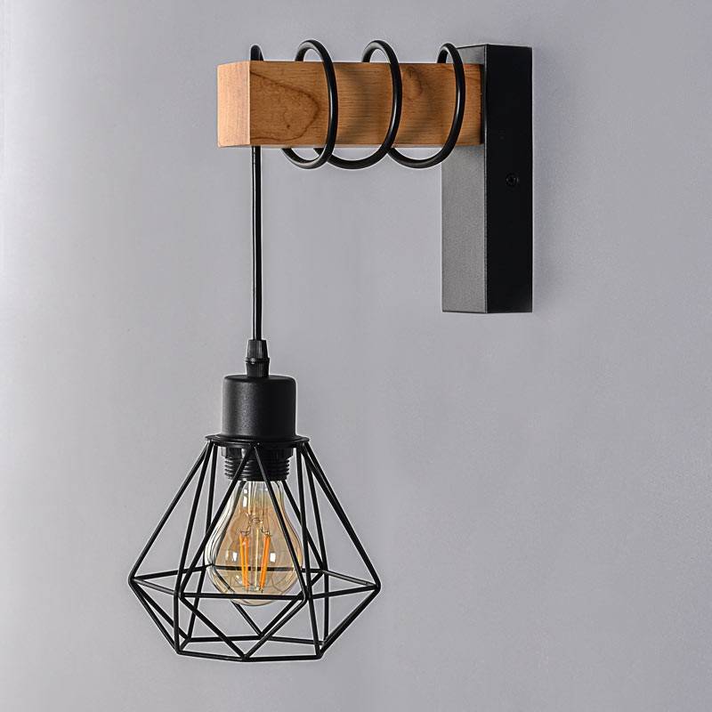 houten wandlamp