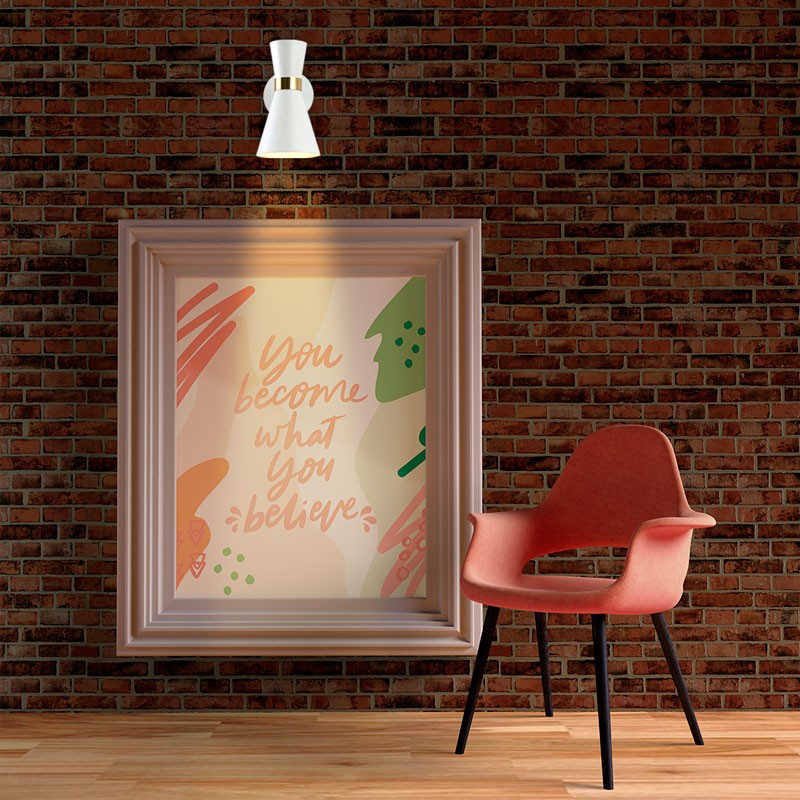 Wandlamp in Scandinavische stijl, wit en goud Wandlamp in Scandinavische stijl, wit en goud