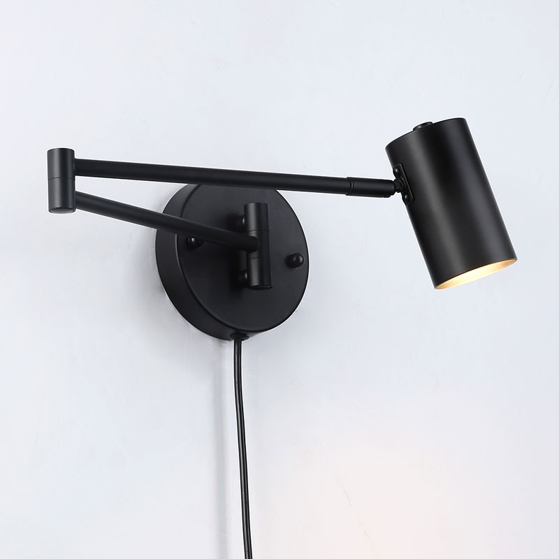 Knikarmwandlamp "LISA" Zwart - 40W - IP20, Stekkerdoos G45 Knikarmwandlamp "LISA" Zwart - 40W - IP20, Stekkerdoos G45