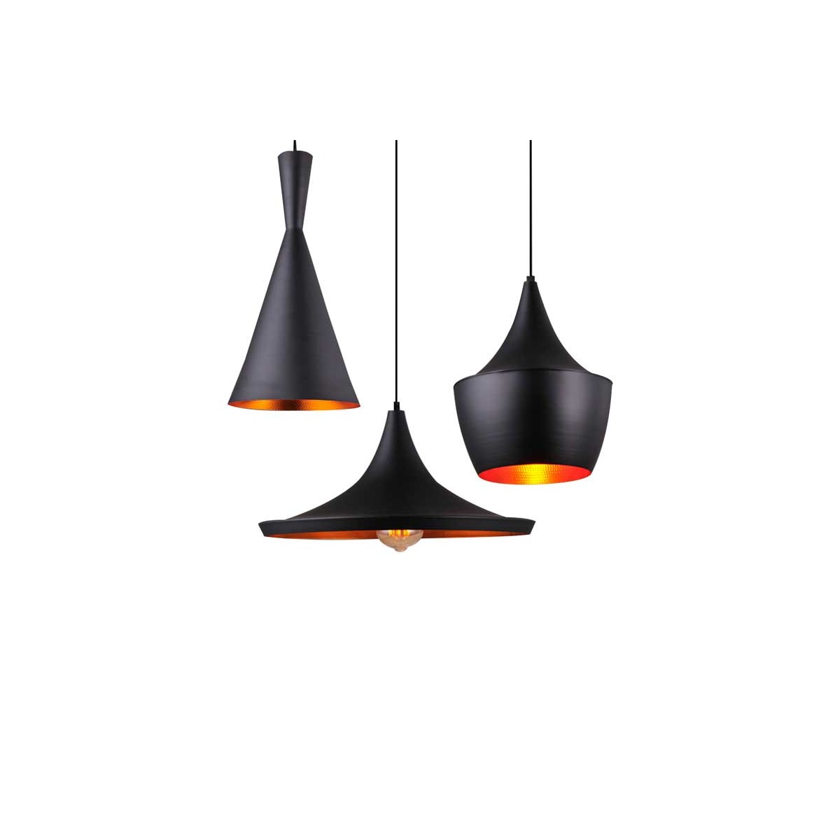 Set van 3 Scandinavische hanglampen "SOLVANG - HELGA - KOLDING".