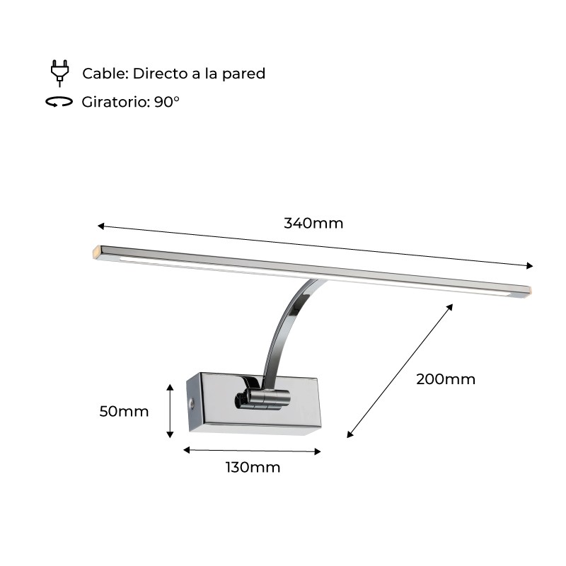 Vernikkelde wandlamp voor schilderijverlichting Vernikkelde wandlamp voor schilderijverlichting