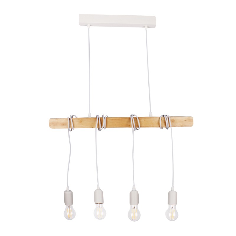 Houten hanglamp "Otto" in vintage en rustieke stijl E27