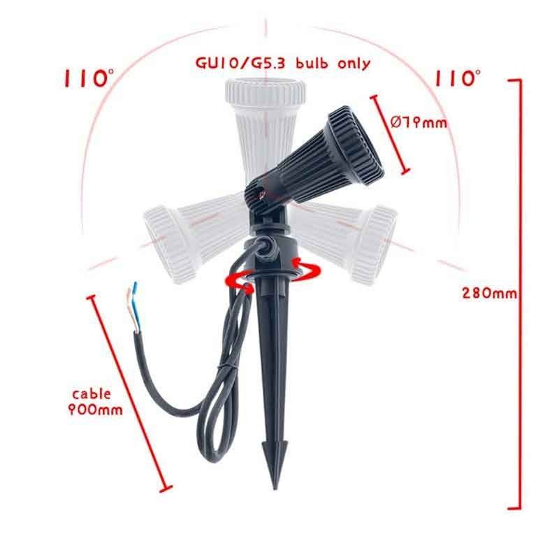 KIT Tuinpaal + Lamp GU10 LED 5W in groen KIT Tuinpaal + Lamp GU10 LED 5W in groen