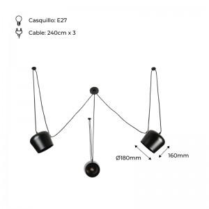 Zwarte hanglamp eetkamer "BLUS" inspiratie Flos Aim