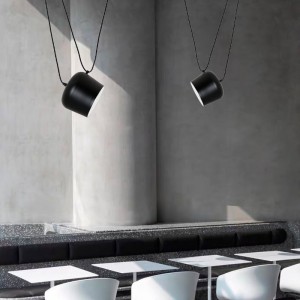 Moderne zwarte hanglamp "Agos" inspiratie Flos Aim