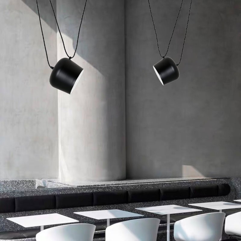 Moderne zwarte hanglamp "Agos" inspiratie Flos Aim