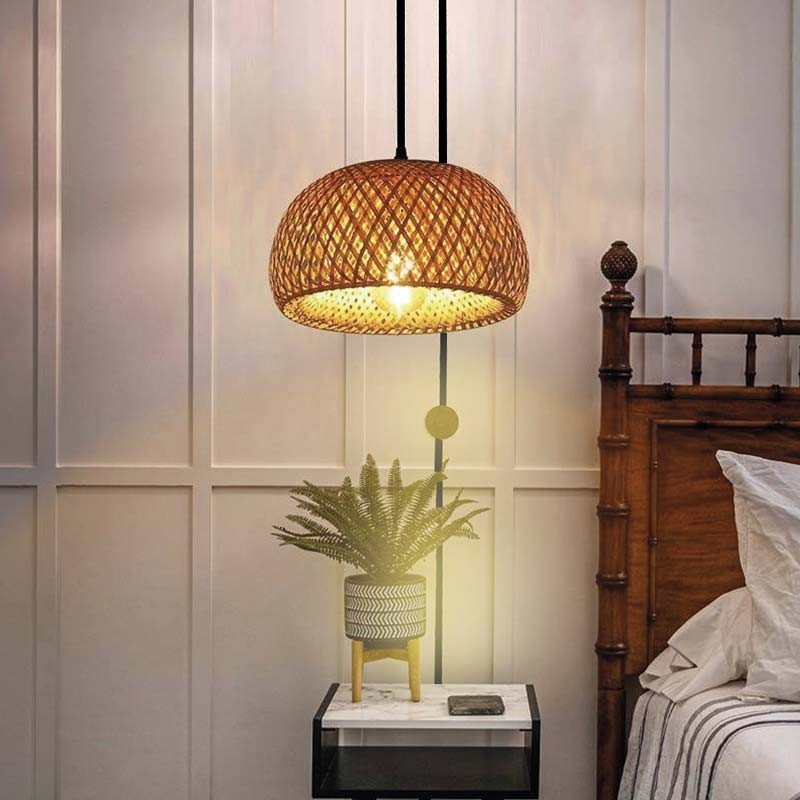 Rieten hanglamp met snoer "YONNA".