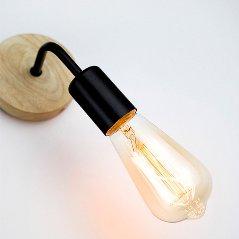 Morgan" houten wandlamp met metalen flexo lamp Morgan" houten wandlamp met metalen flexo lamp