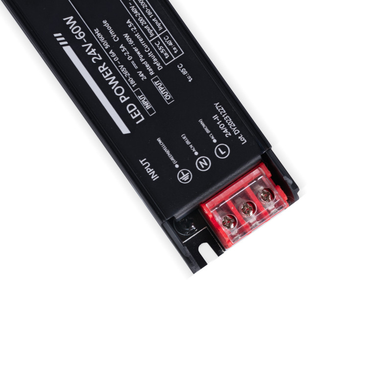 Slanke voeding 60W 24V - 2.5A - Hoog rendement - IP20 Slanke voeding 60W 24V - 2.5A - Hoog rendement - IP20
