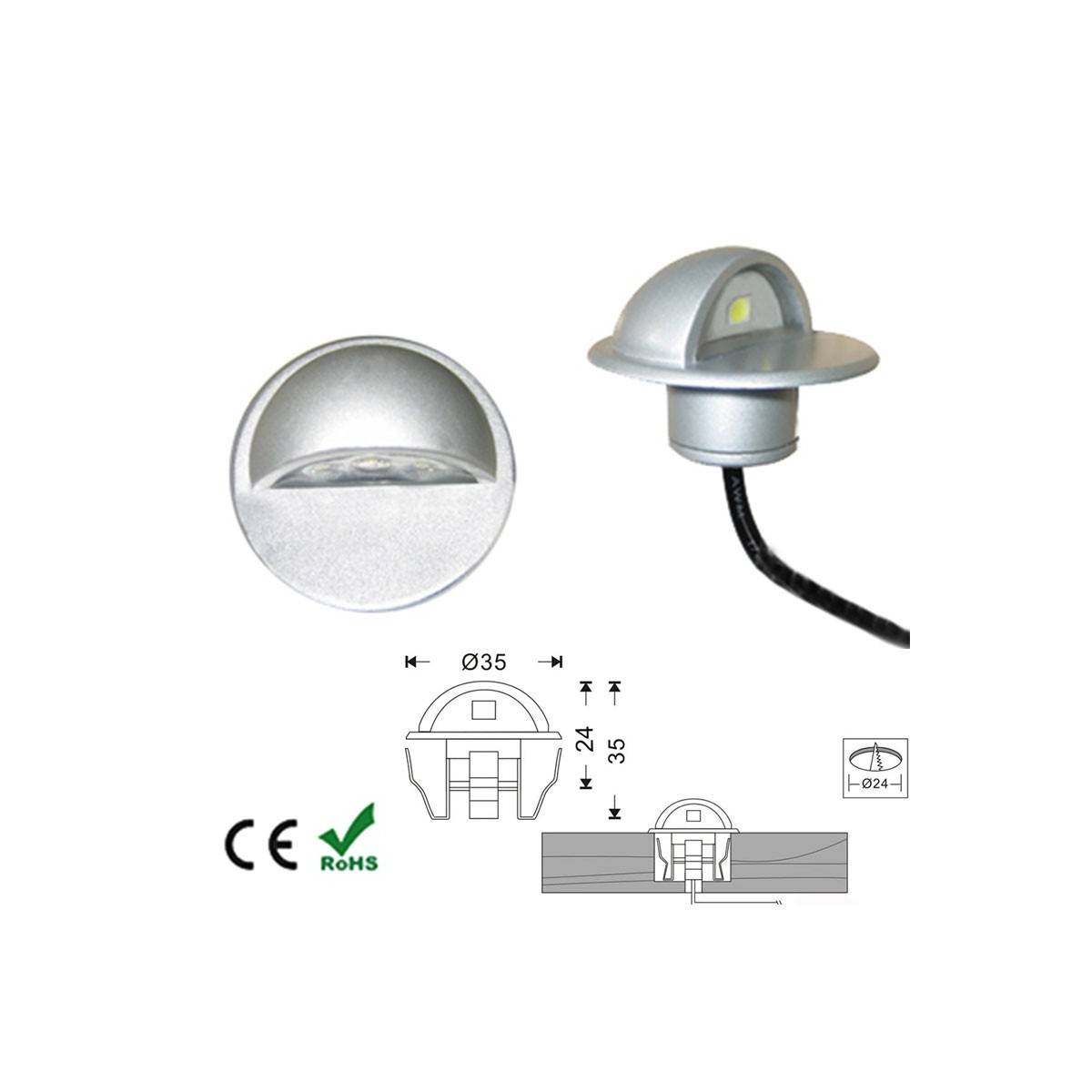 Wpuszczana lampa ostrzegawcza LED IP67 12V-DC 0,4W