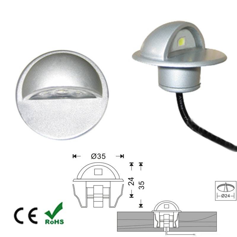 Wpuszczana lampa ostrzegawcza LED IP67 12V-DC 0,4W