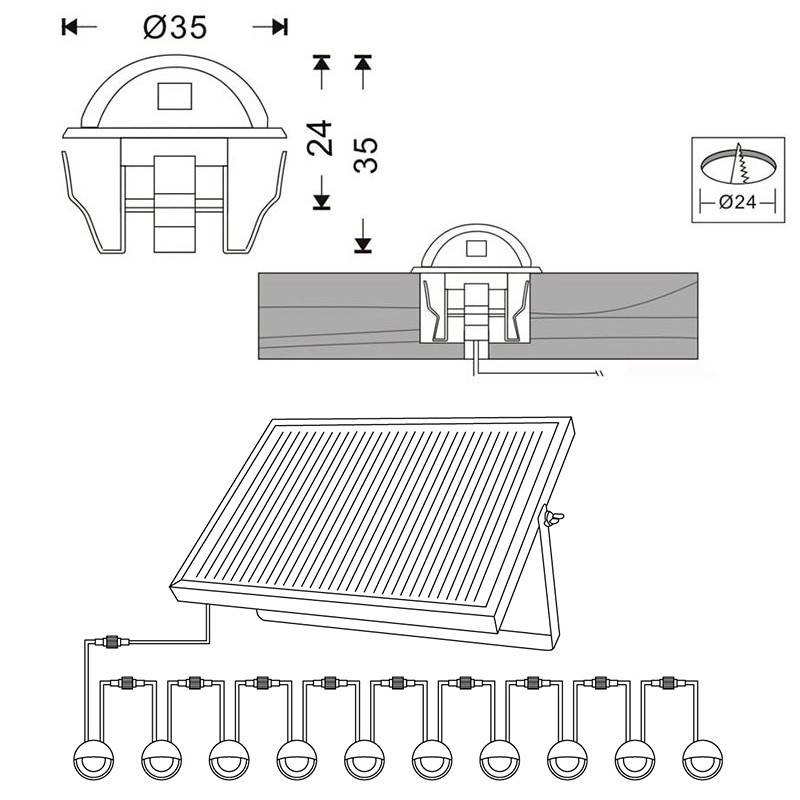 focos solares LED empotrables panel solar