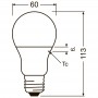 Dimensiones Bombilla LED E27 A60 8,5W LEDVANCE