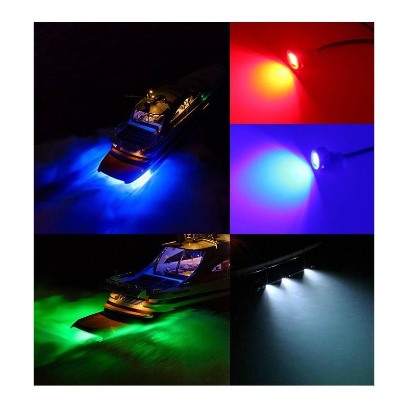 Luz LED RGB empotrable para tapón de drenaje en barcos 27W 12V inox 316L