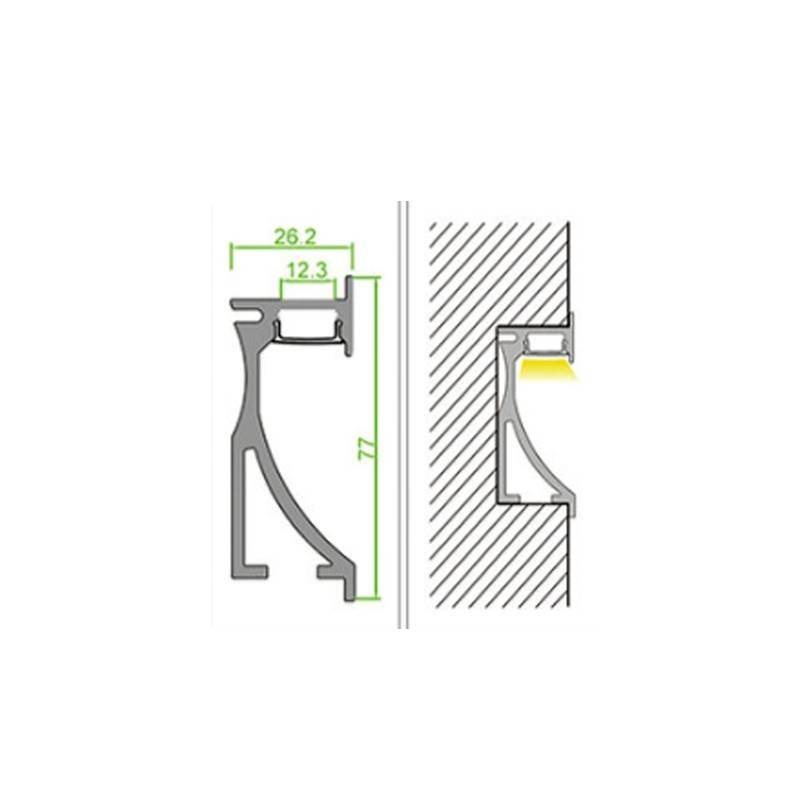 Perfil empotrable tipo bañador de pared 26x78mm (2mt.)