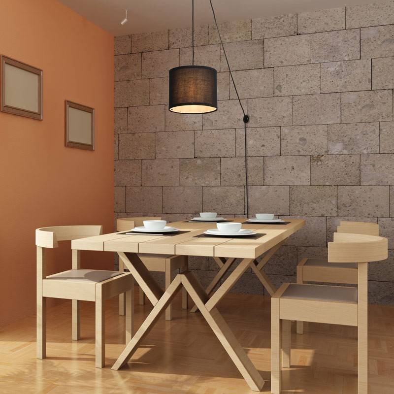 Lámpara colgante con polea y pantalla de tela "KIM" Lámpara colgante con polea y pantalla de tela "KIM"