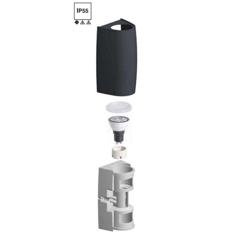 Aplique interior/exterior Fumagalli MARTA 90 Negro, 1 portalámparas GU10 Aplique interior/exterior Fumagalli MARTA 90 Negro, 1 portalámparas GU10