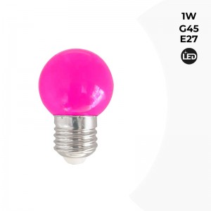 Bombilla LED G45 E27 1W de Colores