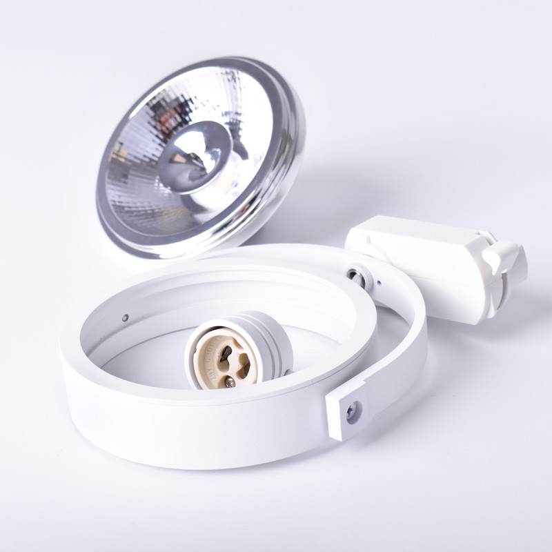 Pack Foco LED de carril monofásico + Bombilla LED AR111 GU10 Pack Foco LED de carril monofásico + Bombilla LED AR111 GU10