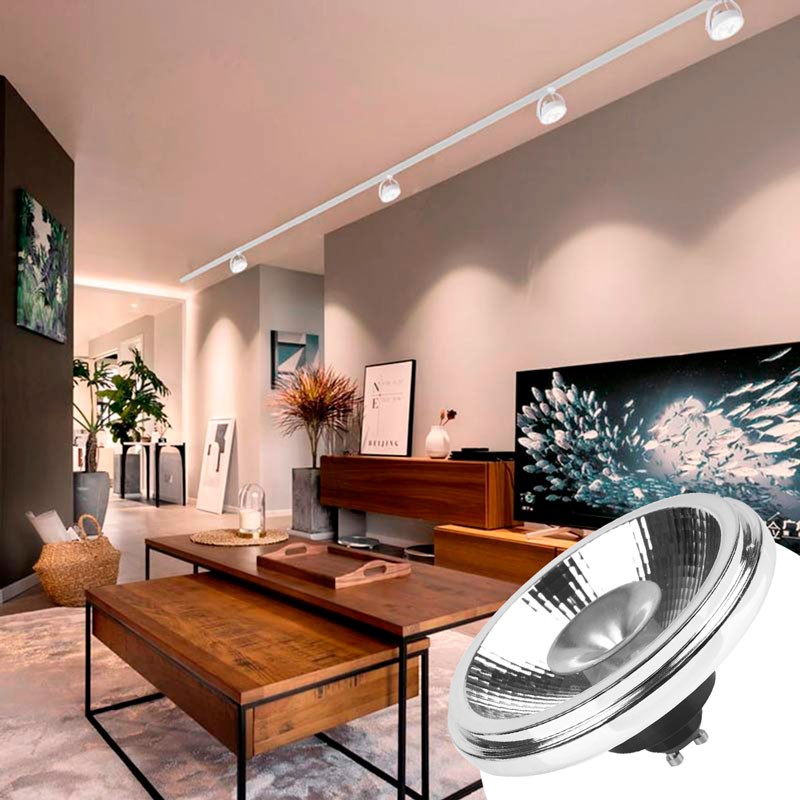 Pack Foco LED de carril monofásico + Bombilla LED AR111 GU10 Pack Foco LED de carril monofásico + Bombilla LED AR111 GU10