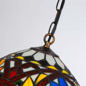 Lámpara colgante inspiración Tiffany con mosaico floral en cristal