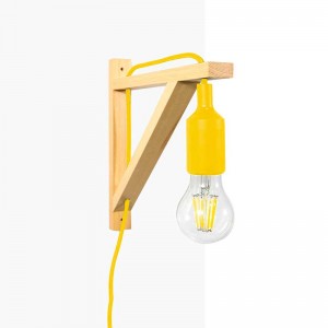 Aplique de pared nórdico "YOJO" escuadra de madera y colgante de silicona