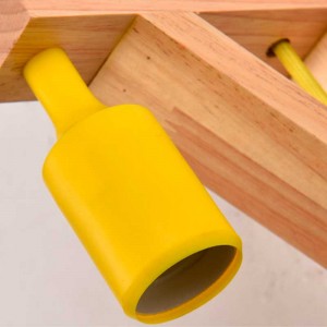 Aplique de pared nórdico "YOJO" escuadra de madera y colgante de silicona