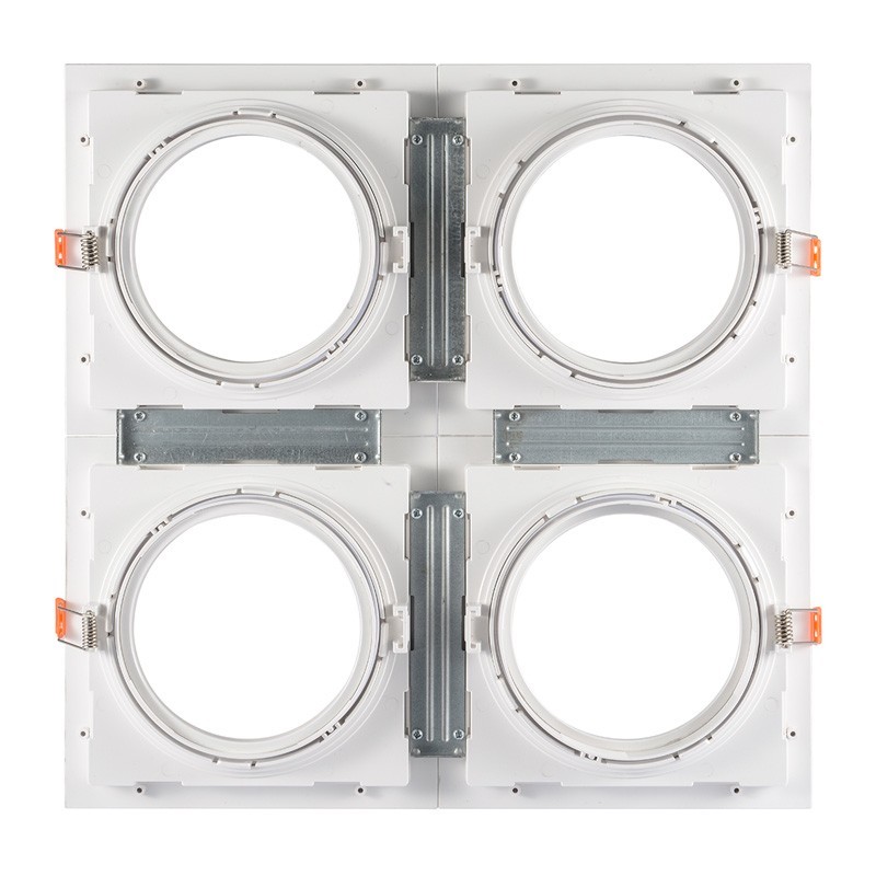 Pack x 4 - Aro downlight cuadrado tipo cardan para bombilla QR111 o AR111 - Corte 155 x 155 mm