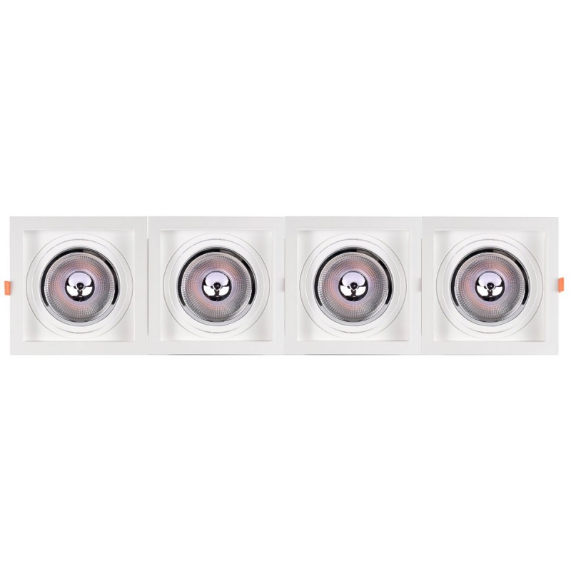 Pack x 4 - Aro downlight cuadrado tipo cardan para bombilla QR111 o AR111 - Corte 155 x 155 mm