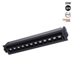 Liniowy reflektor wpuszczany LED 20W - regulowany - UGR18 - CRI90 - OSRAM Chip - 2800K