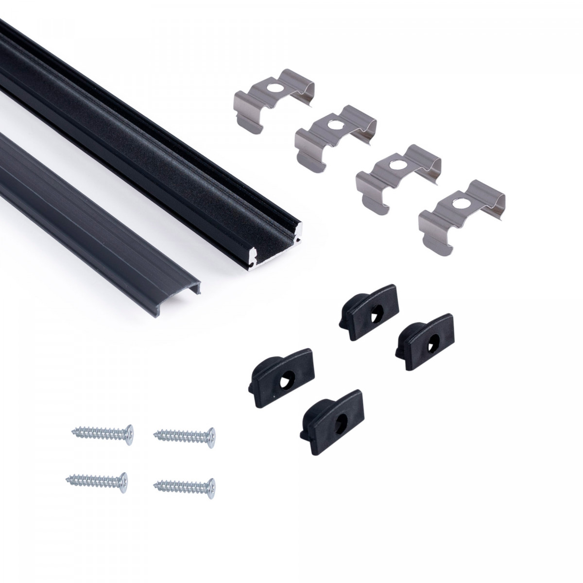 Aluminiowy profil powierzchniowy z dyfuzorem - Kompletny zestaw - 17x8mm - Taśma LED do 12 mm - 2 metry