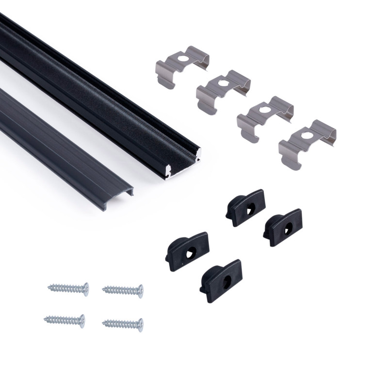 Aluminiowy profil powierzchniowy z dyfuzorem - Kompletny zestaw - 17x8mm - Taśma LED do 12 mm - 2 metry