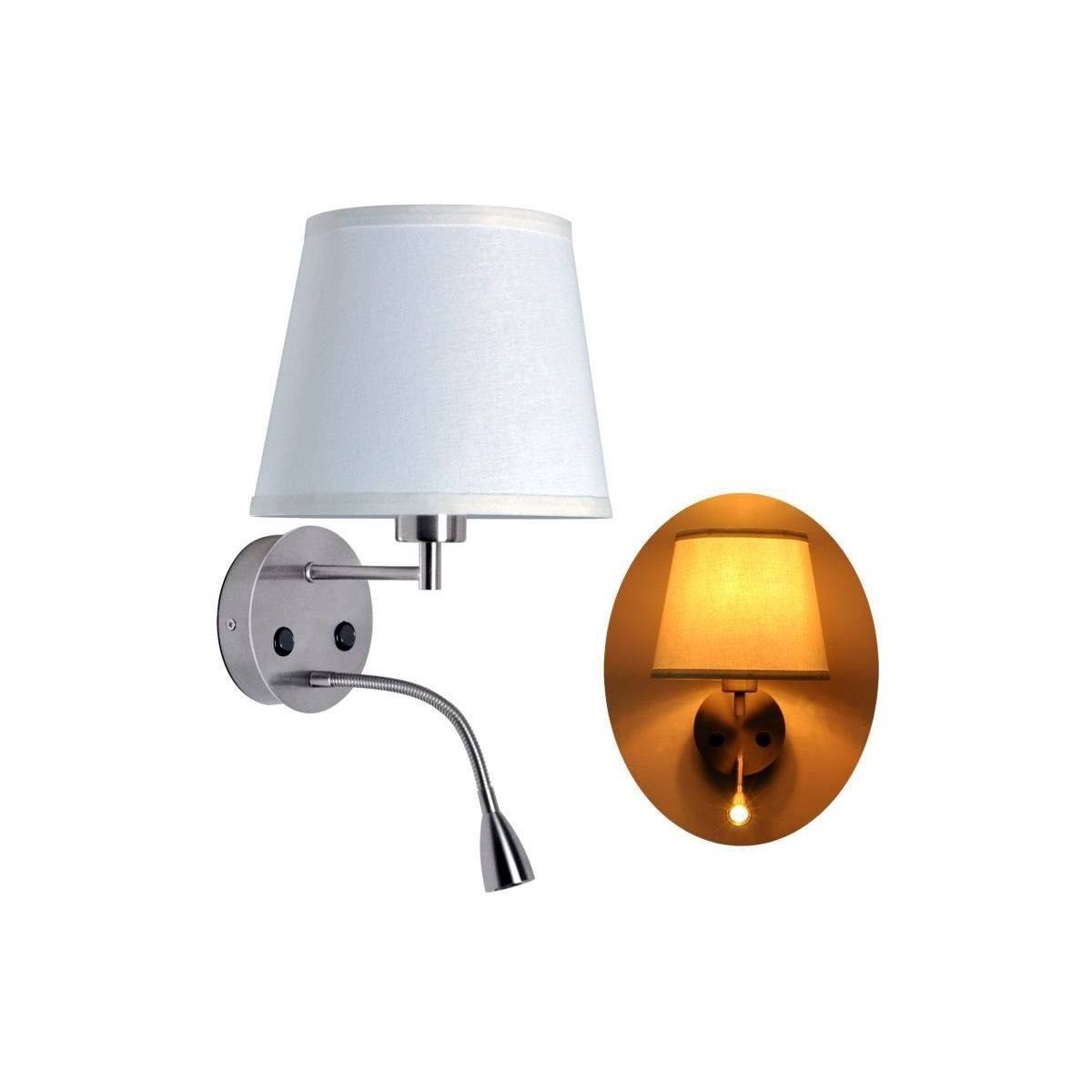 Candeeiro de parede "PAIR" E27 com reflector LED de 3W para leitura