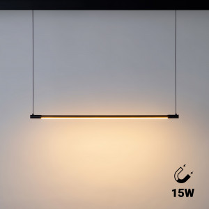 Luminária pendente horizontal LED para calha magnética - 48V - 15W - 2800K - 80cm