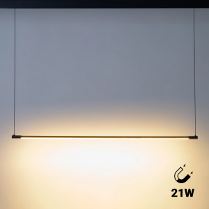 Luminária pendente horizontal LED para calha magnética - 48V - 21W - 2800K - 120cm