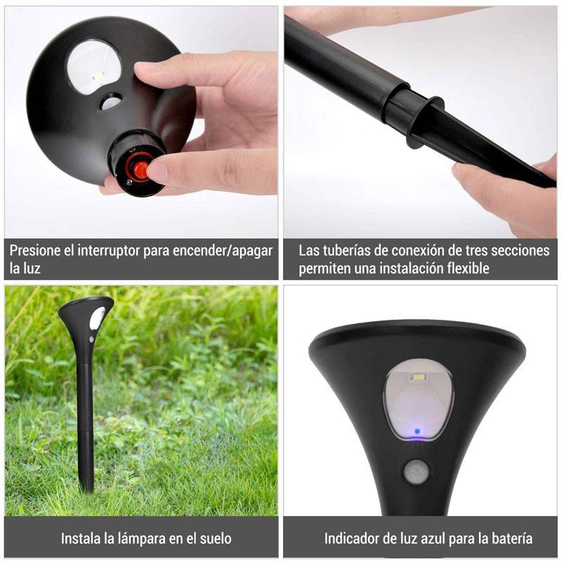 Candeeiro Solar LED exterior com Sensor PIR (2 unidades) Candeeiro Solar LED exterior com Sensor PIR (2 unidades)