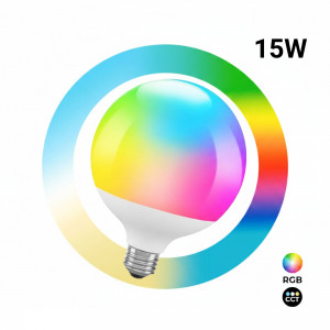 Lâmpada LED Smart E27 - 15W - RGB + CCT - WiFi - Aplicação TUYA