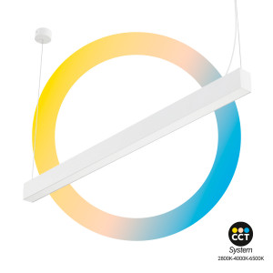 Luminária linear LED DOB CCT - 60W - 180cm - 120lm/W - PVC - Suspensão