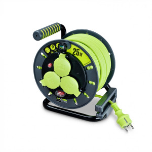 Enrolador de cabos Pro-XT - 3 saídas - Cabo de alta visibilidade 3x1,5mm2 - 25m - IP44