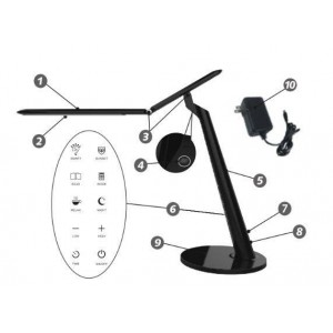Candeeiro de mesa com USB e sensor de luz 12W CCT dimável