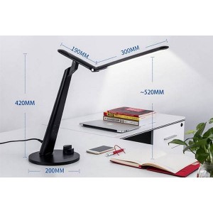 Candeeiro de mesa com USB e sensor de luz 12W CCT dimável