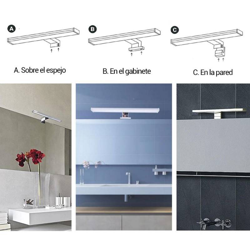 Aplique LED Fixação em espelho, móvel ou parede - 800lm 10W IP44