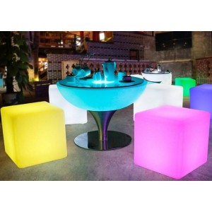 Cubo LED luminoso RGBW RESINA BRANCA, 40CM. 5W, IP65, SEM FIOS