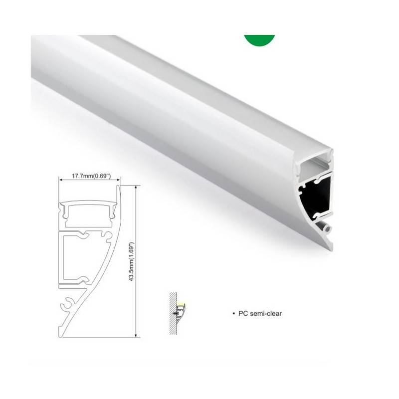 Perfil iluminador de parede 18x44 mm de alumínio (2m)