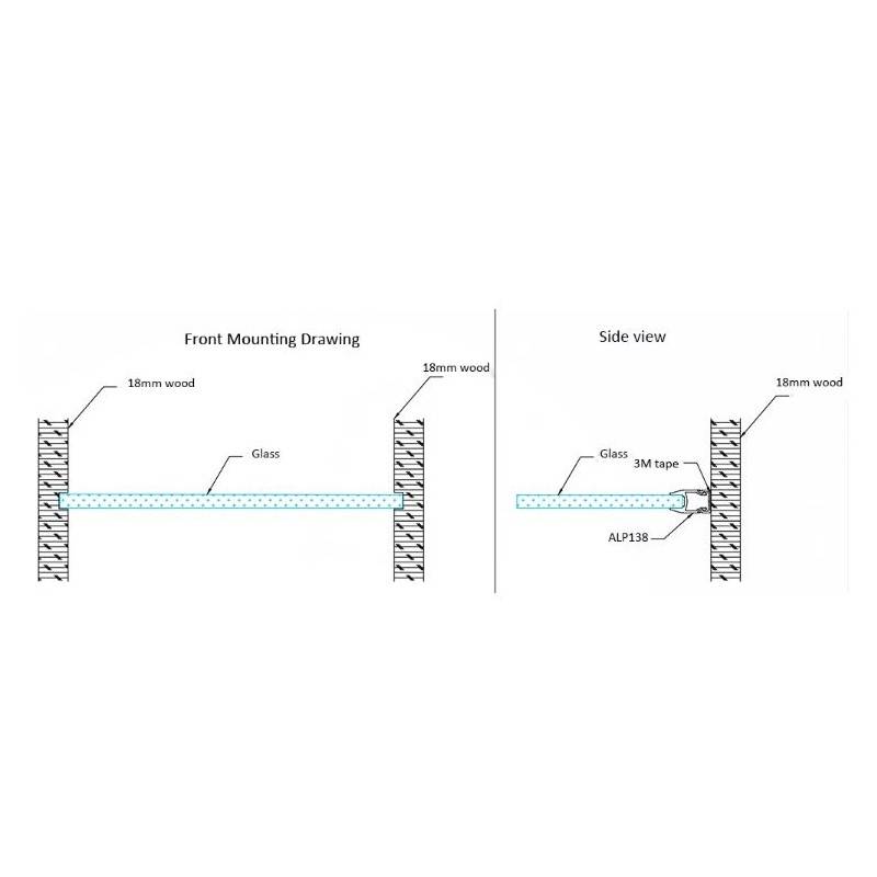 Perfil para fita LED para vidro e estante 25x14mm (2m)
