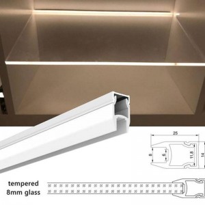 Perfil para fita LED para vidro e estante 25x14mm (2m)