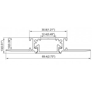 Difusor preto para perfil de integração de gesso / pladur (2m)