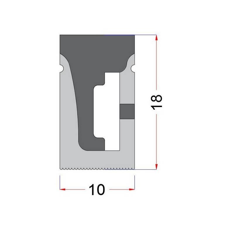 Perfil de silicone flexível 10x18mm para fita de LED em néon (5m)