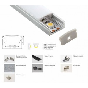 Pack econômico perfil de aluminio de superfície 17x8mm